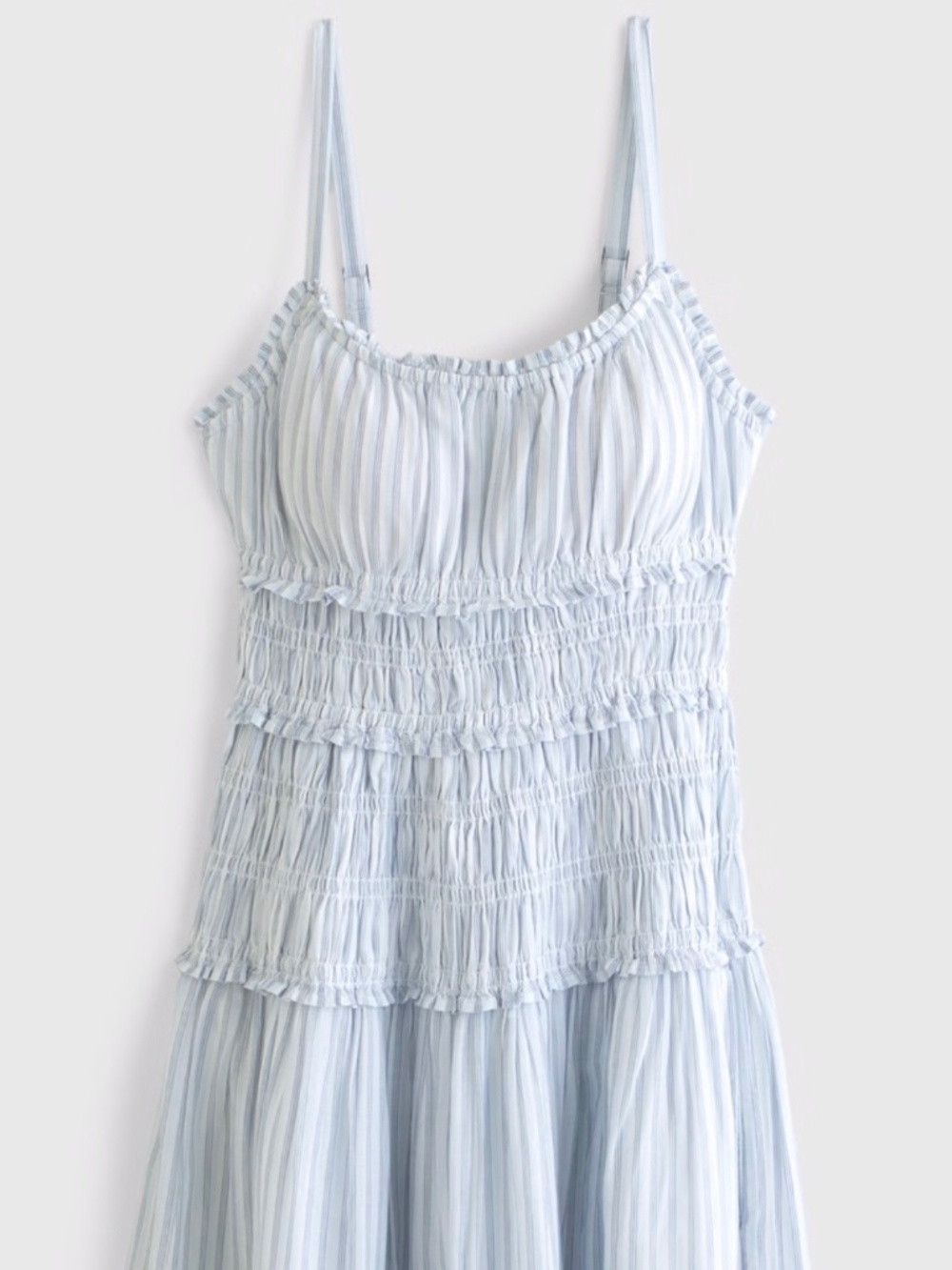 Abercrombie & Fitch Bra-Free Smocked Drop Waist Maxi Dress Blue Stripe NWT SZ S - Picture 2 of 11